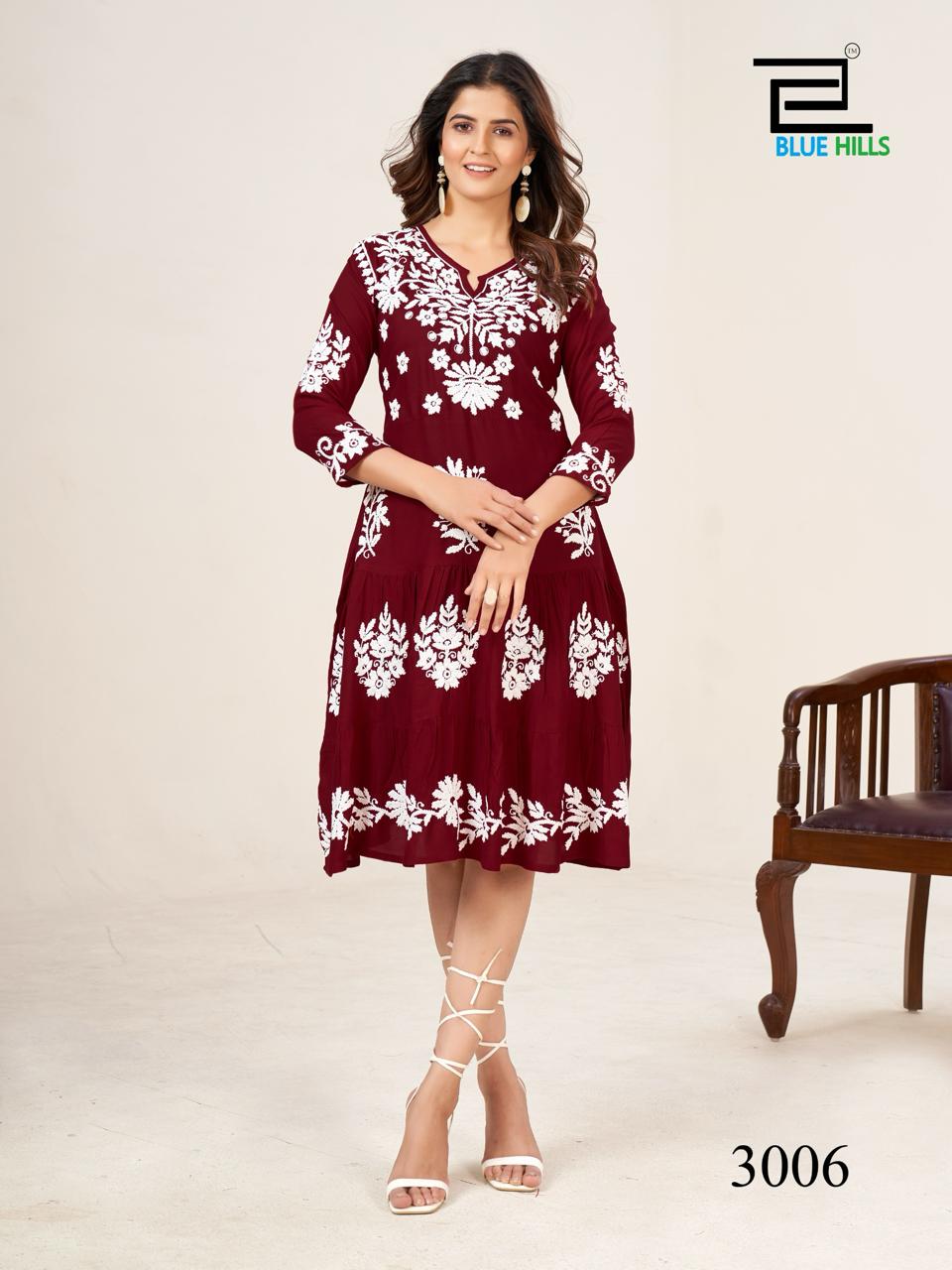 Kiara Vol 3 By Blue Hills Rayon Printed Anarkali Kurtis Wholesale Market
